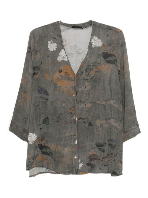 Floral-print button shirt - Grey