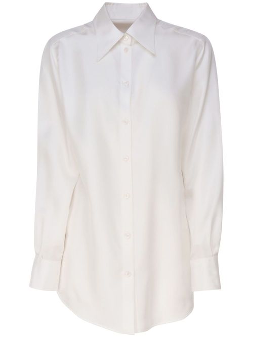 Long-sleeve silk shirt - White