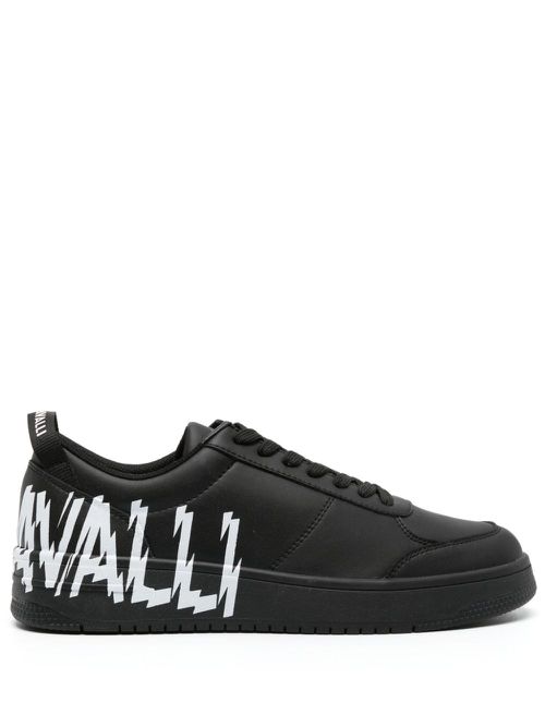 Logo-print leather sneakers - Black