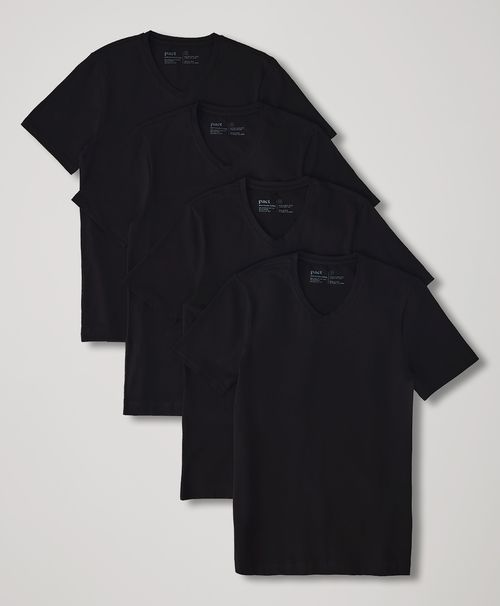 Men's Black Cool Stretch V-Neck Undershirt 4-Pack