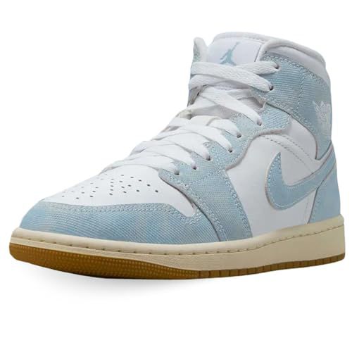 Nike Women's Air Jordan 1 Mid SE White/Worn Blue-Sail-Gum Light Brown