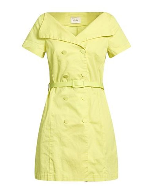 Woman Mini dress Lime green Size M Cotton, Elastane