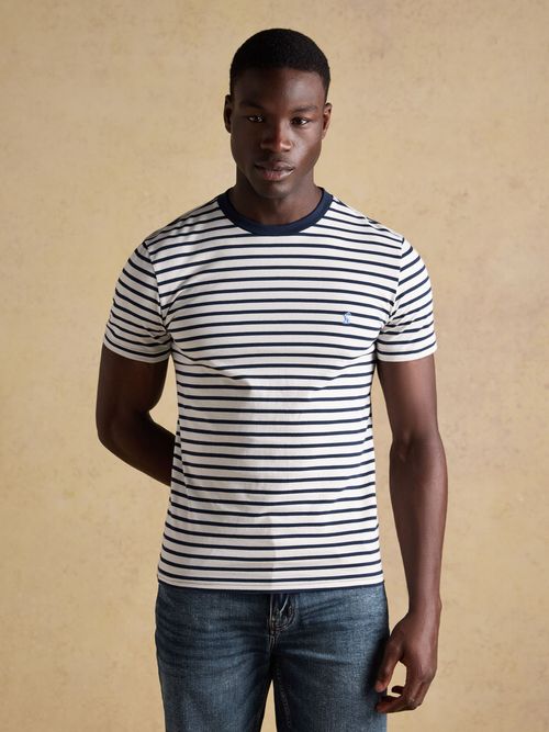 Navy & White Stripe Classic Fit Cotton T-Shirt