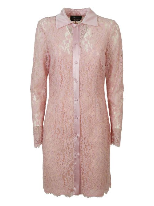 Lace point-collar dress - Pink
