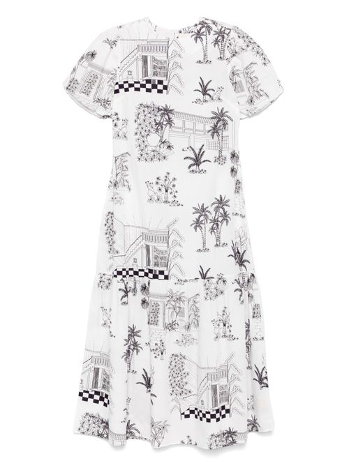 Verandah graphic-print midi dress - White