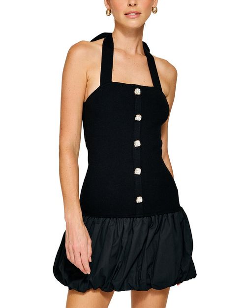 Ramona Mix-Media Balloon Mini Dress
