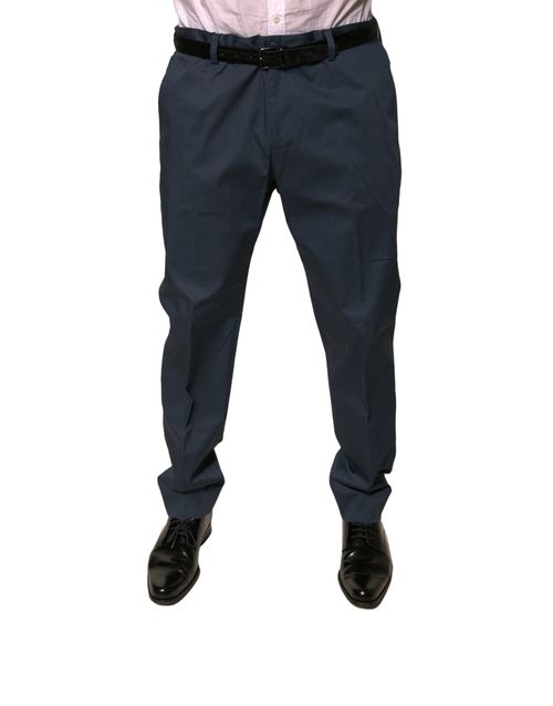 Cotton-Elastane Dress Trousers — Navy
