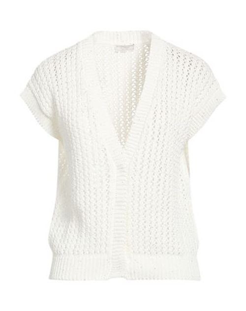 Woman Cardigan White Size 6 Cotton, Polyester