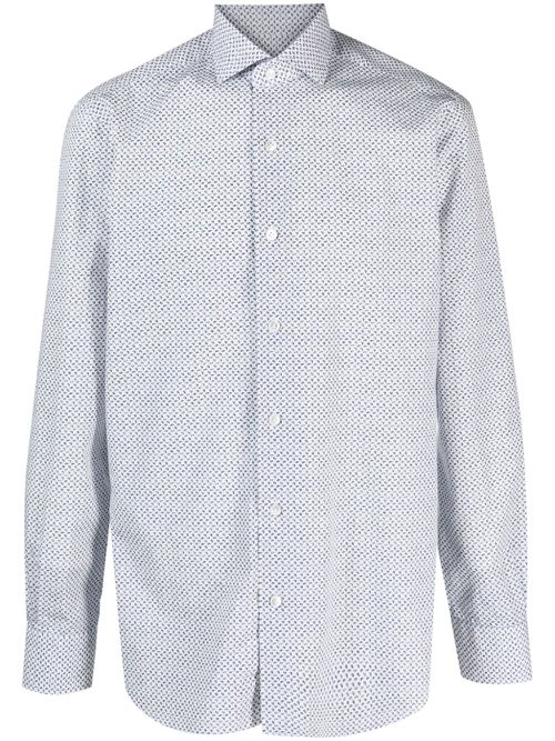 Micro-pattern cotton shirt - White