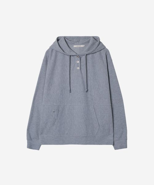 DEV:10 Waffle Henley Neck Hoodie T-Shirt_Melange Gray