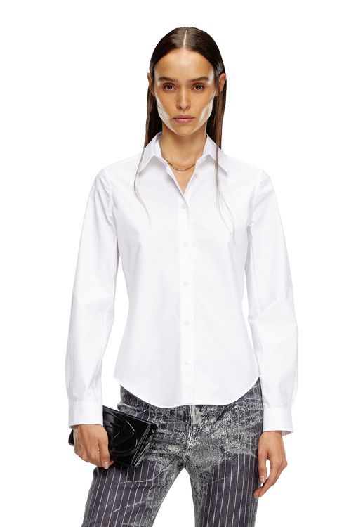 Shirt with logo-embroidered collar