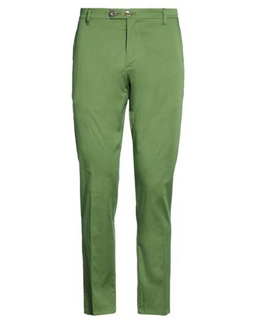 Man Pants Green Size 34 Cotton, Elastane