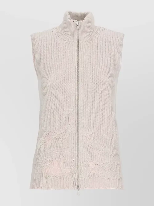 Maison Margiela - high neck cotton gilet ribbed sleevele