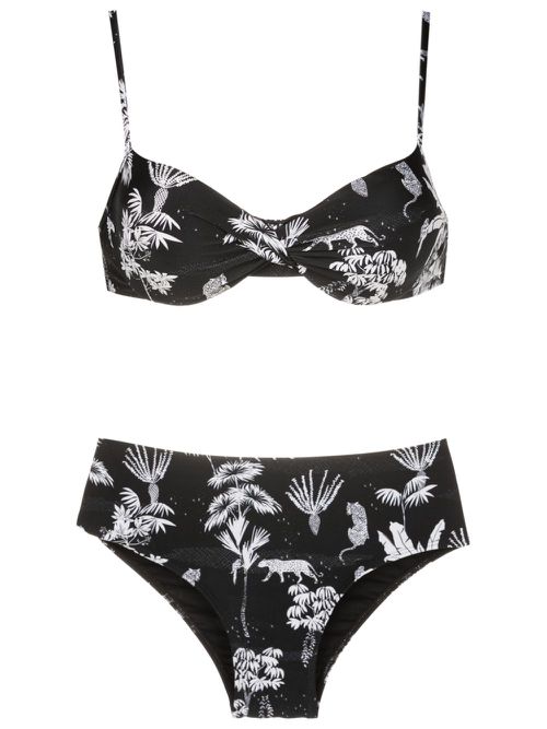 Veronica graphic-print bikini - Black