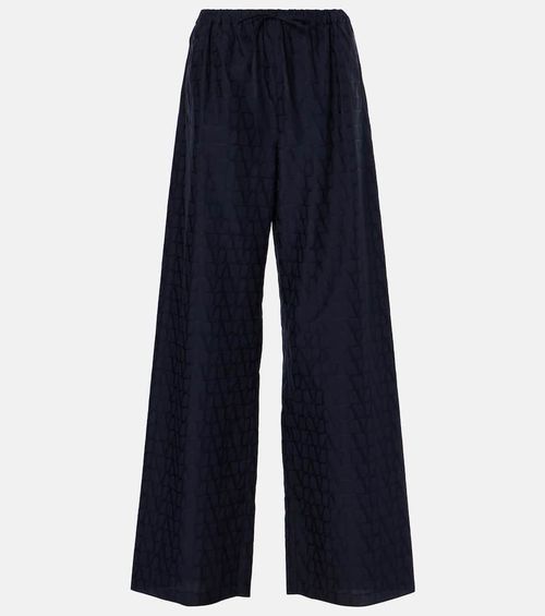 Cotton poplin wide-leg pants