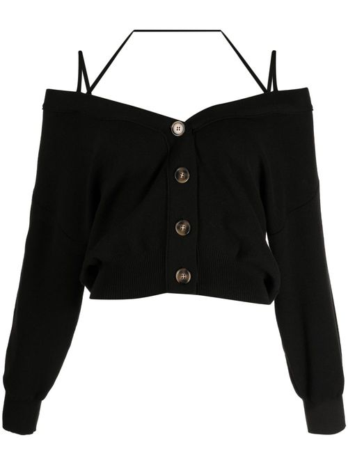 Cut-out detail knitted cardigan - Black