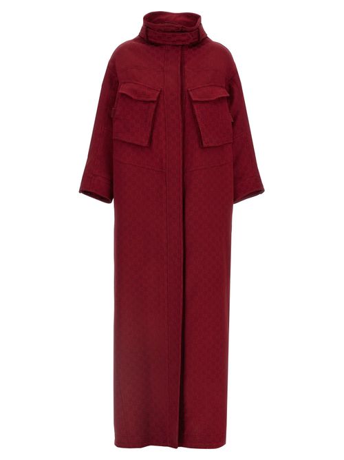 GG Jacquard Coat — Burgundy