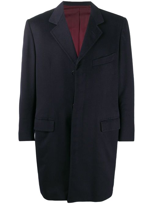 2000s buttoned knee-length coat - Blue