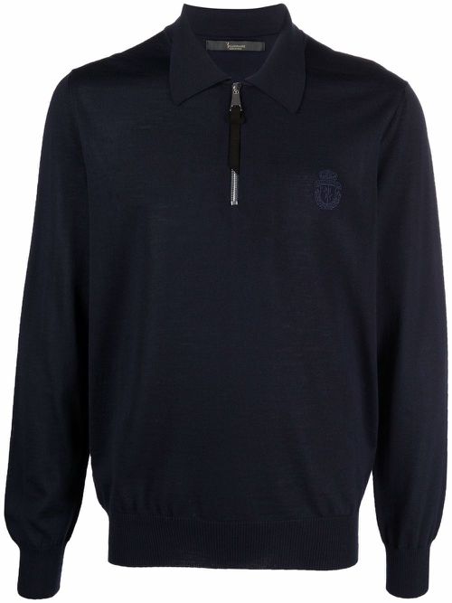 Pullover polo zip jumper - Blue