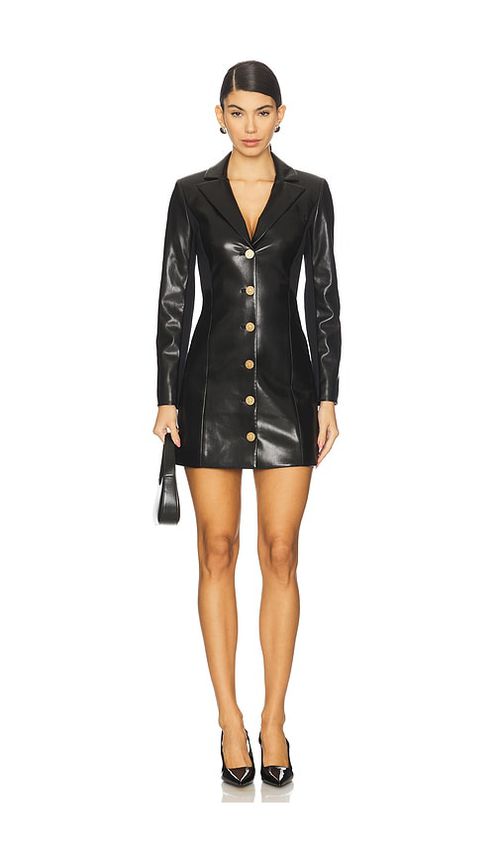Alice + Olivia Michelle Fitted Vegan Leather Blazer Dress in Black. - 8 also , 10, 2