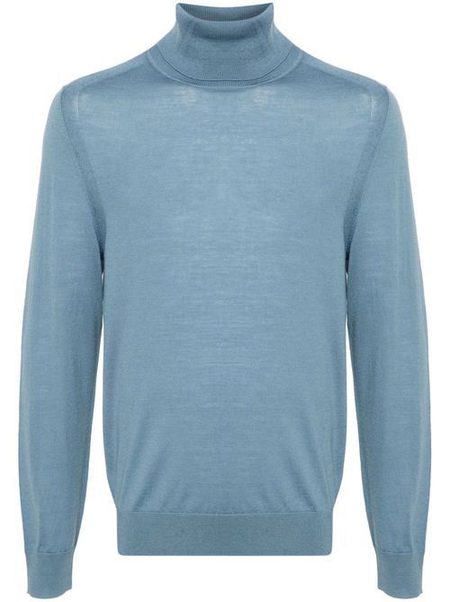 Roll-neck merino wool jumper - Blue