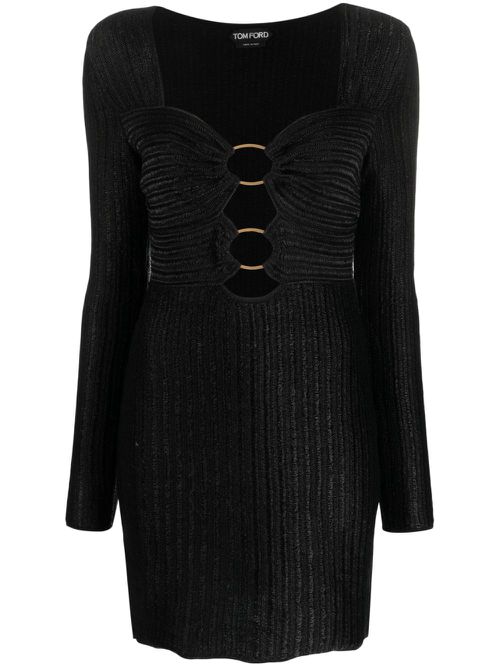 Metallic heart-neck minidress - Black