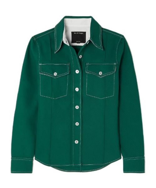 Paneled Cotton-Blend Khaki Shirt