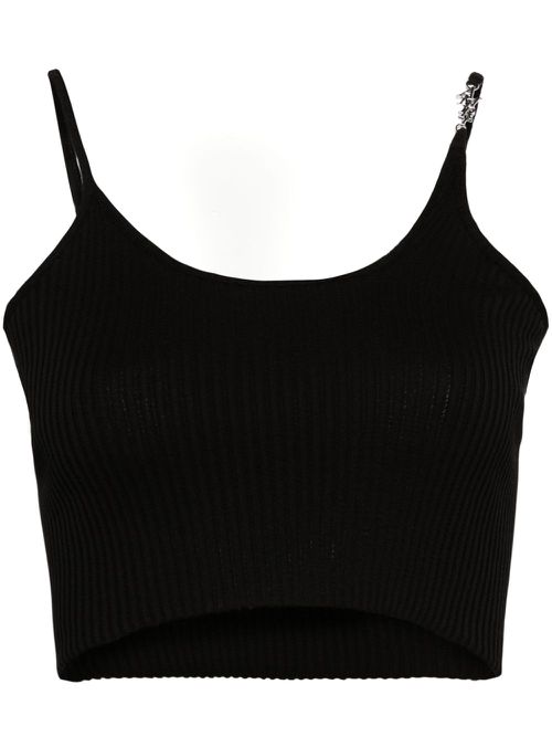 Logo-plaque ribbed-knit top - Black