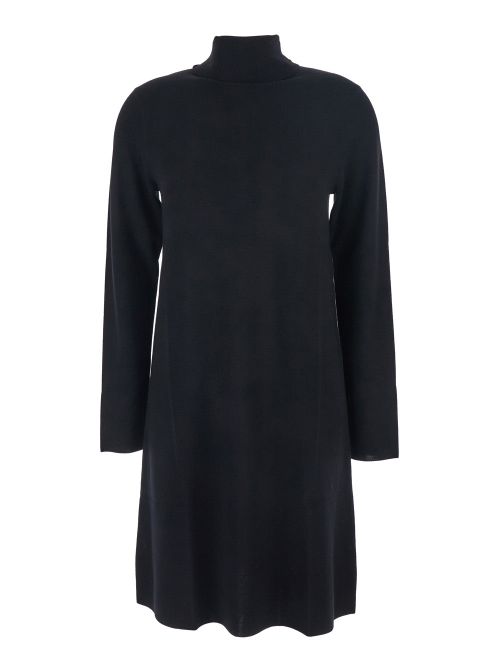 Virgin Wool Turtleneck Dress — Black