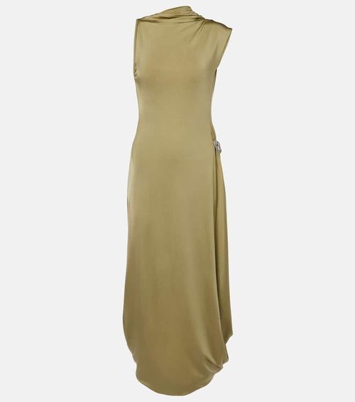 Embellished satin midi dress