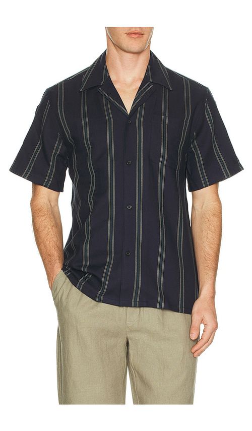 Les Deux Lawson Stripe Shirt in Navy. - M also in S, L, XL/1X