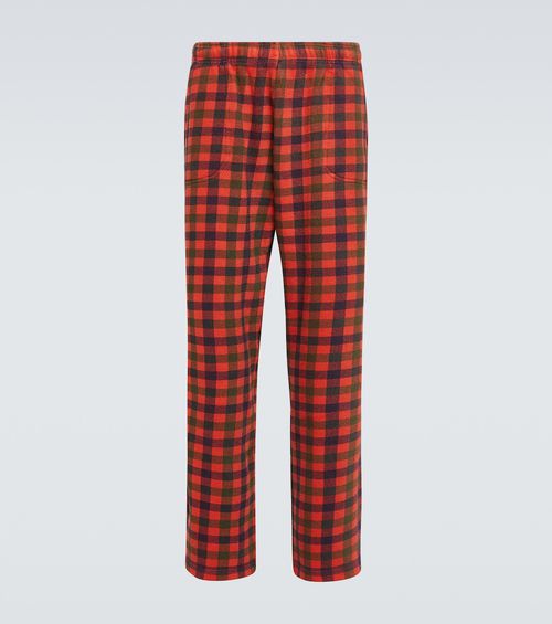 Checked cotton straight pants