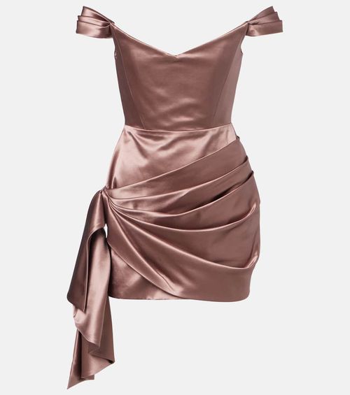 Off-shoulder cotton and silk satin minidress