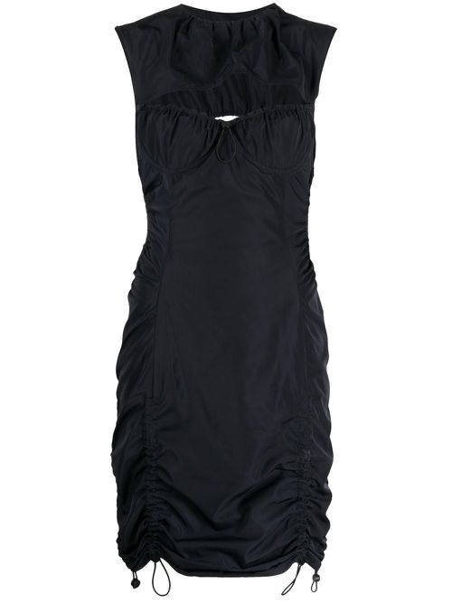 Cut-out drawstring-detail mini dress - Black