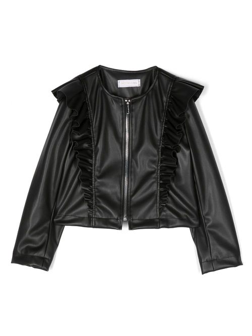 Ruffle-trim bomber jacket - Black