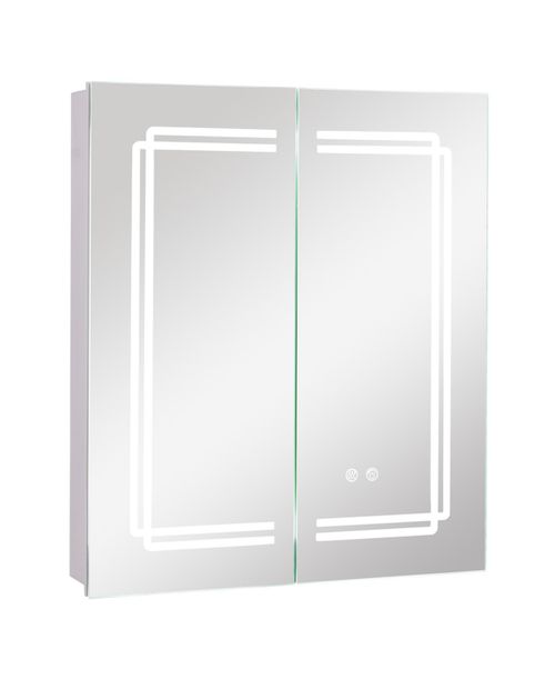 23.5 x 27.5 Inch Bathroom Medicine Cabinet w/ Mirror Led Lighted Mirror Cabinet - White