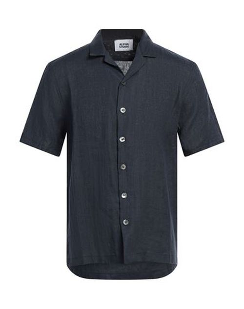 Alpha Studio Man Shirt Navy Size 38 Linen