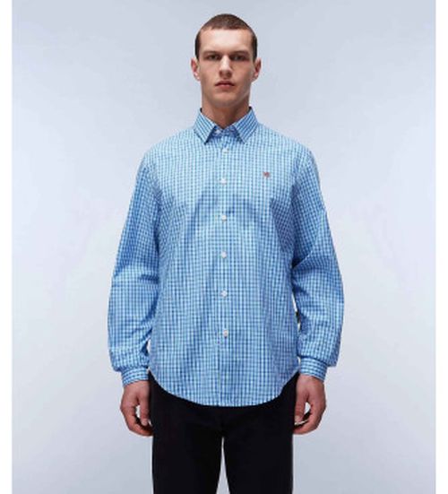 Napapijri for man. NP0A4H1E Long Sleeve Shirt Graie blue (L), Casual, Cotton