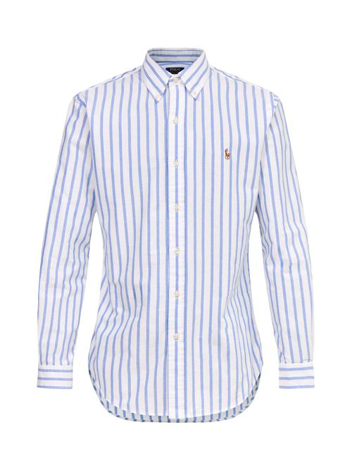 Mens Custom Fit Stripe Oxford Shirt in Blue/White