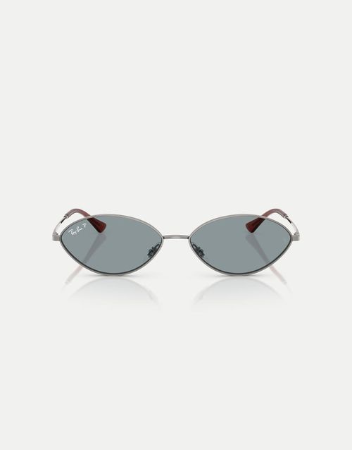Kai oval polarised sunglasses with blue lens in gunmetal-Grey