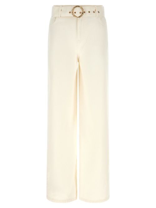 Wide-Leg Garment-Dyed Jeans — Cream