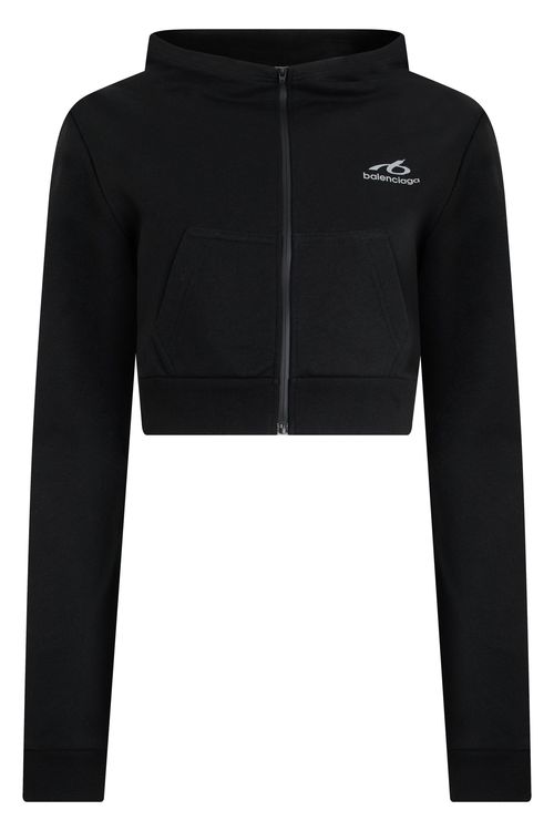 Cropped Zip Hoodie with Hood