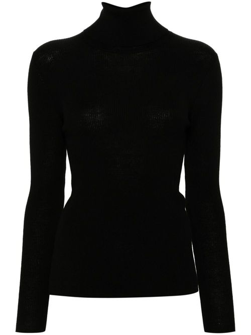 Roll-neck wool jumper - Black