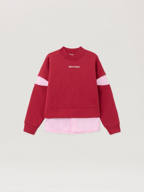 Stripes Hybrid Sweatshirt Kids  Brick Red
