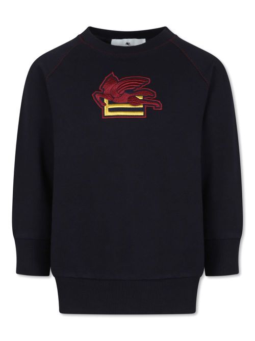 Logo-embroidered cotton sweatshirt - Blue