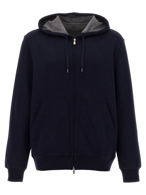 Cotton-Blend Hoodie — Navy