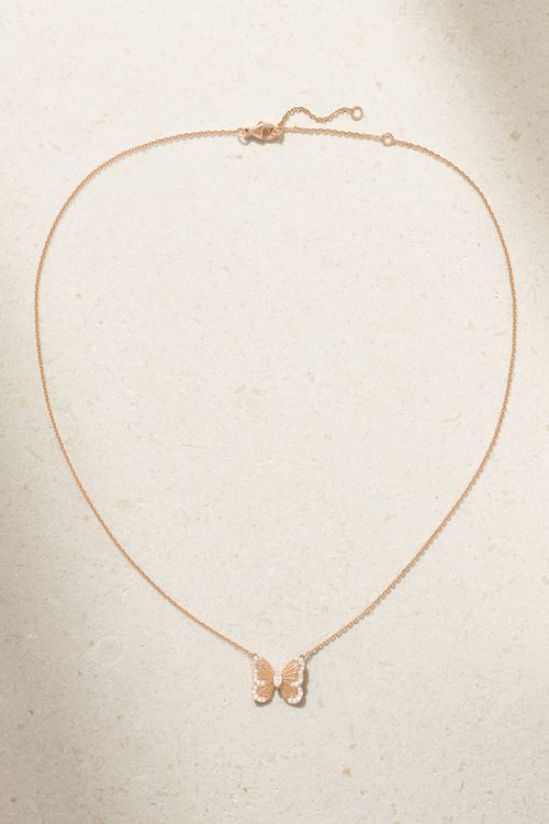 Portraits Of Nature Butterfly 18-karat Rose Gold Diamond Necklace - One size
