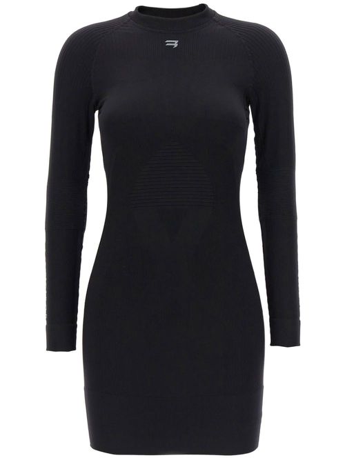 Long-sleeved ribbed minidress - Black