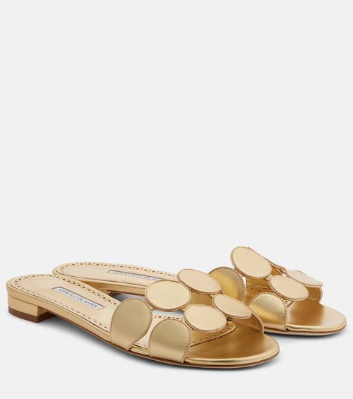 Haribalmuflat metallic leather slides