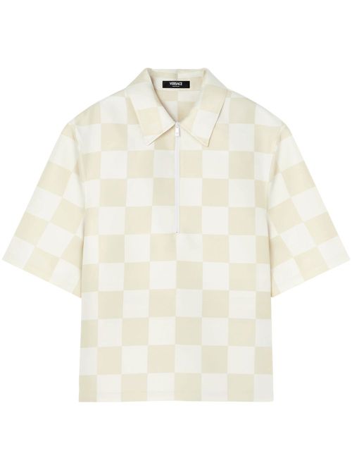 Checked zip-up top - Neutrals
